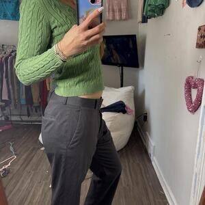 y2k office siren pin stripe trousers